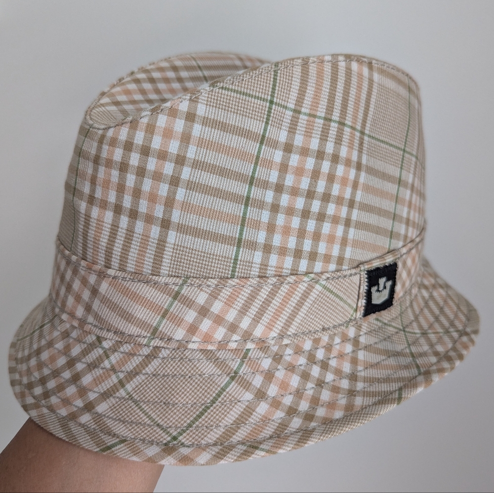 GOORIN BROS Fedora Hat Plaid Oatmeal Cream Tan Size S Unisex